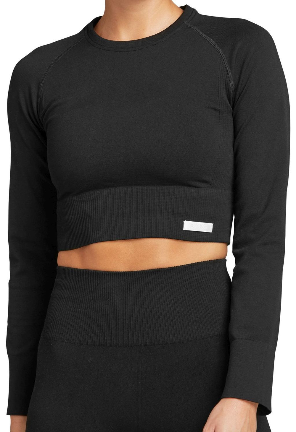 Женская теннисная футболка с длинным рукавом Björn Borg Stockholm Seamless Crop Top W - black beauty