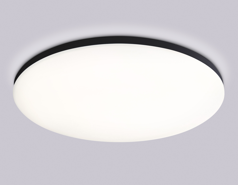 Потолочный светодиодный светильник с Wi-Fi Яндекс Алисой/Tuya/Smart Home/Alexa FZ2006 BK черный IP54 30W 3000K-6500K+RGB D450*60 (ПДУ ИК)