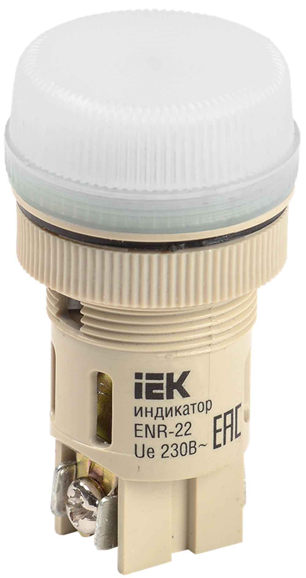 Лампа ENR-22 сигнальная d22мм белый неон/240В цилиндр IEK
