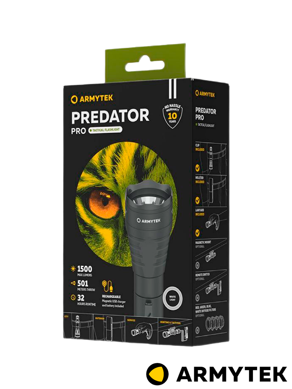 Фонарь Armytek Predator Pro Magnet USB. Белый свет