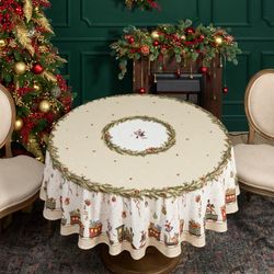 СКАТЕРТЬ КРУГЛАЯ "ЩЕЛКУНЧИК" ,190СМ ,БЕЖЕВЫЙ , 100%ХЛОПОК , ТВИЛ