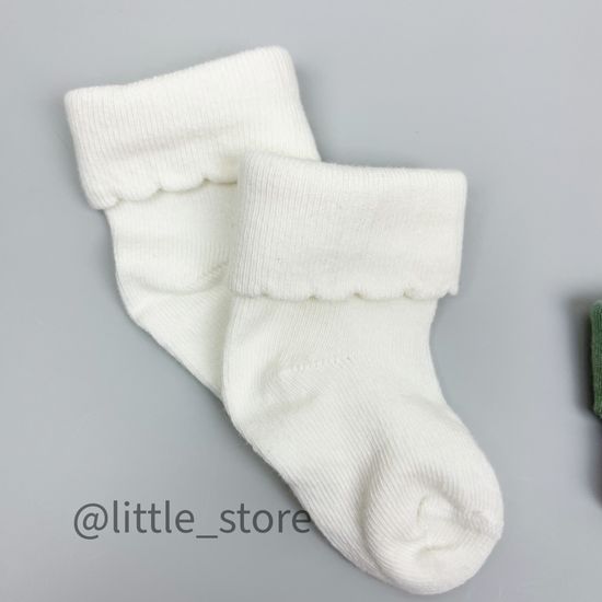 Носочки хлопковые для девочки Молочный/Мятный со стоперами