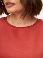 Футболка дизайнерская оверсайз с фигурным низом терракот