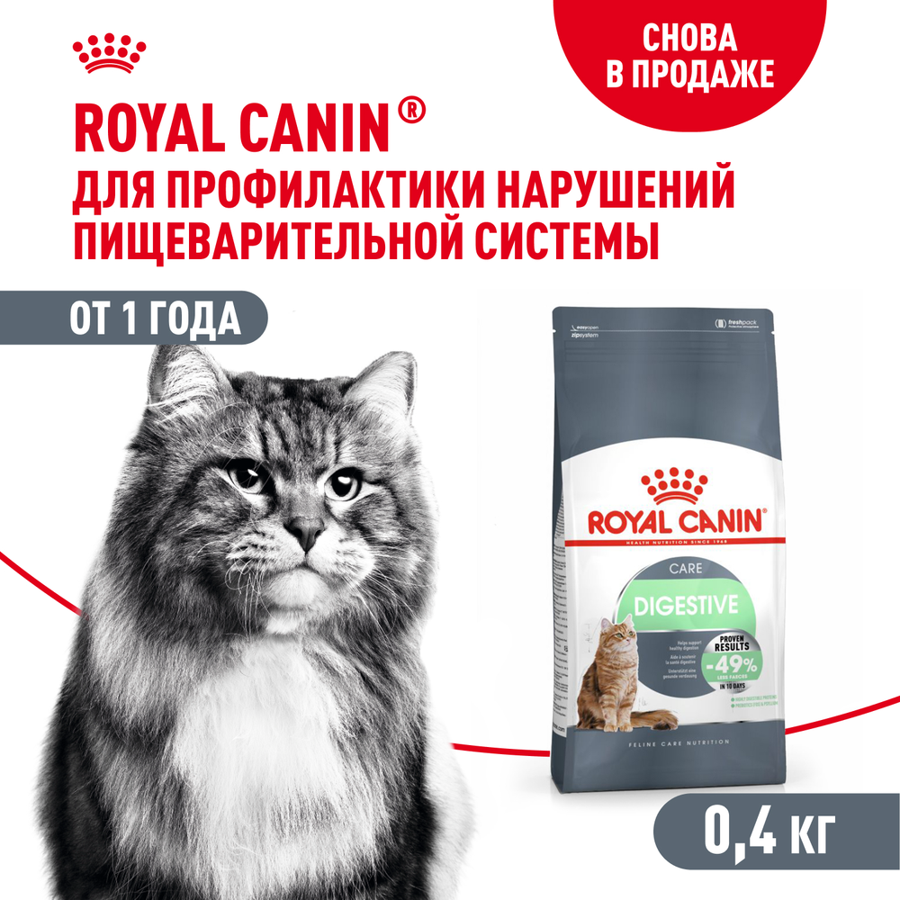 Royal Canin Digestive Care Дайджестив Кэа Корм сухой профилактика нарушений пищеварительной системы для взрослых кошек 400г