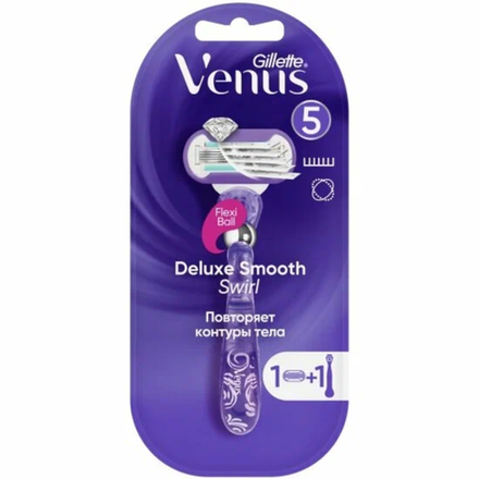 Бритвенный станок Venus Swirl 5 лезвий, с 1 сменной кассетой