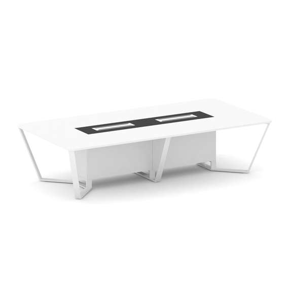 Steel Meet Стол переговорный прямоугольный KMK-PR.B.SP-12 Белый Бриллиант/Графит Глянец/Металл Белый