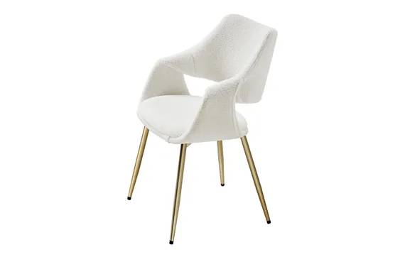 Стул Curv Soft с высокой спинкой, белый мех с золотыми ножками