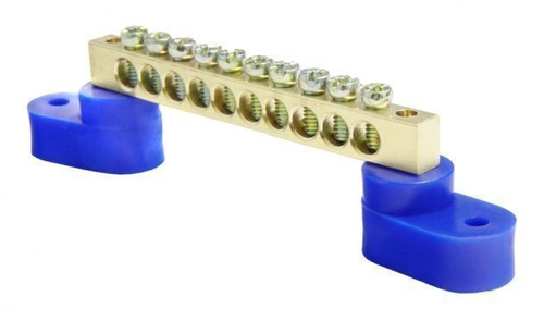 Шина нулевая "N" 10 6х9 мм (с двумя угловыми изоляторами)