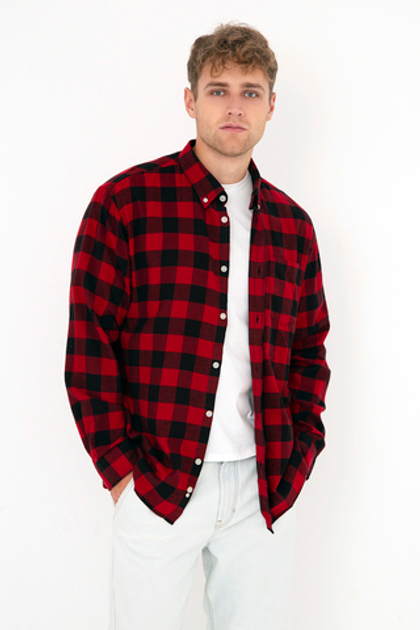 Рубашка фланелевая в клетку красно черная