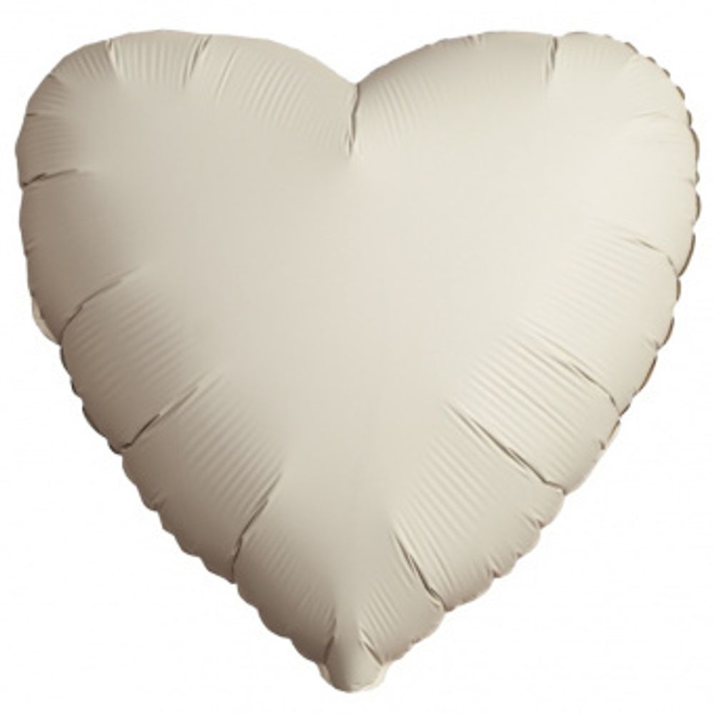 Шар-сердце 18"/46 см, фольга, кремовый латте матовый/Creamy Late (FM) (БГ-15)  Изображение2