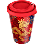 Стакан с крышкой 420мл «IZI-GO» с декором (красный)