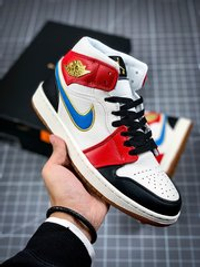 AIR JORDAN 1 MID SAIL/RED/BLACK-BLUE-GOLD