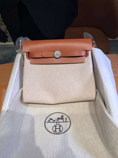 Сумка Hermes Herbag 20 Ecru Beige Fauve Palladium Hardware