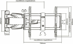 Кронштейн для телевизора Ultramounts (UM909) черный 37"-75" макс.35кг настенный поворотно-выдвижной и наклонный