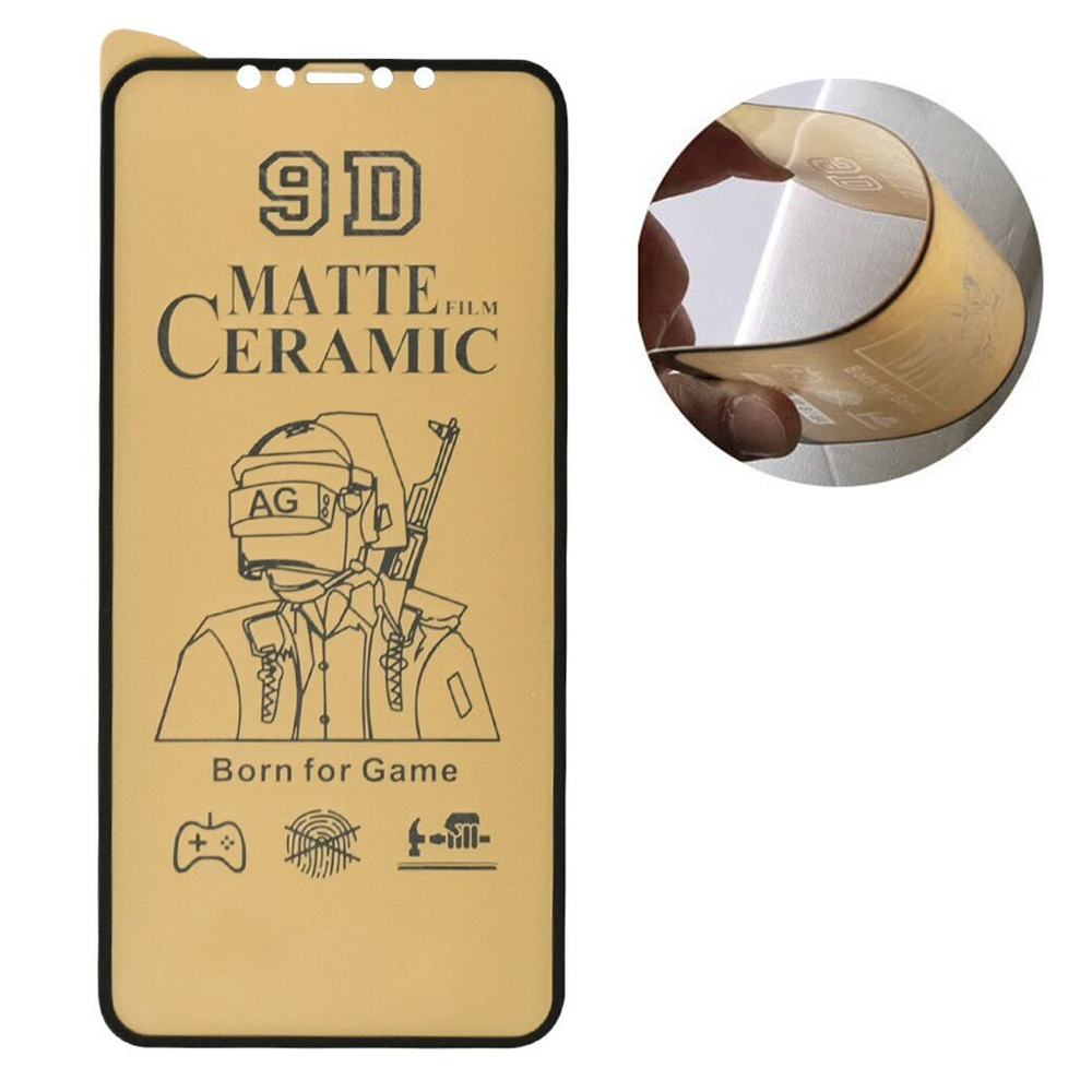 Защитное стекло Матовое Ceramics Xiaomi RedMi Note 7 (черный) 9D тех.упаковка