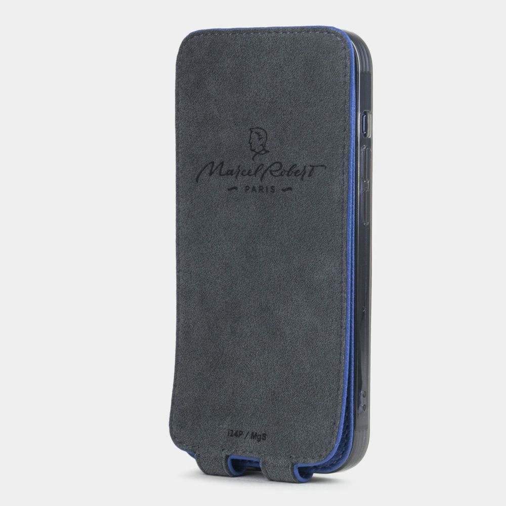 Чехол для iPhone 15 Pro Max из кожи сафьяно, ярко синего цвета