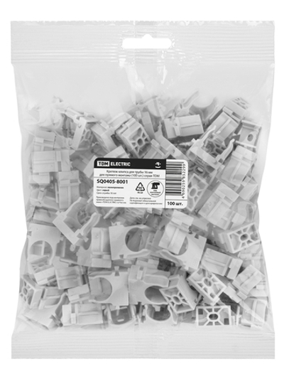 Крепеж-клипса для трубы 16 мм для прямого монтажа (100 шт.) серая TDM