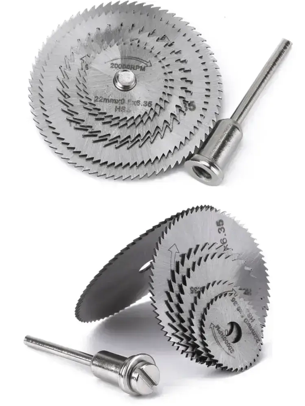 Насадки для гравера, диск пильный отрезной на шуруповерт, дрель, по металлу, дереву, пластика, набор 6 шт + хвостовик