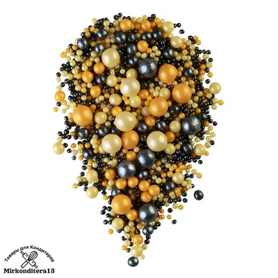 Шарики рисовые «Жемчуг золотой желтый черный» микс 50 гр