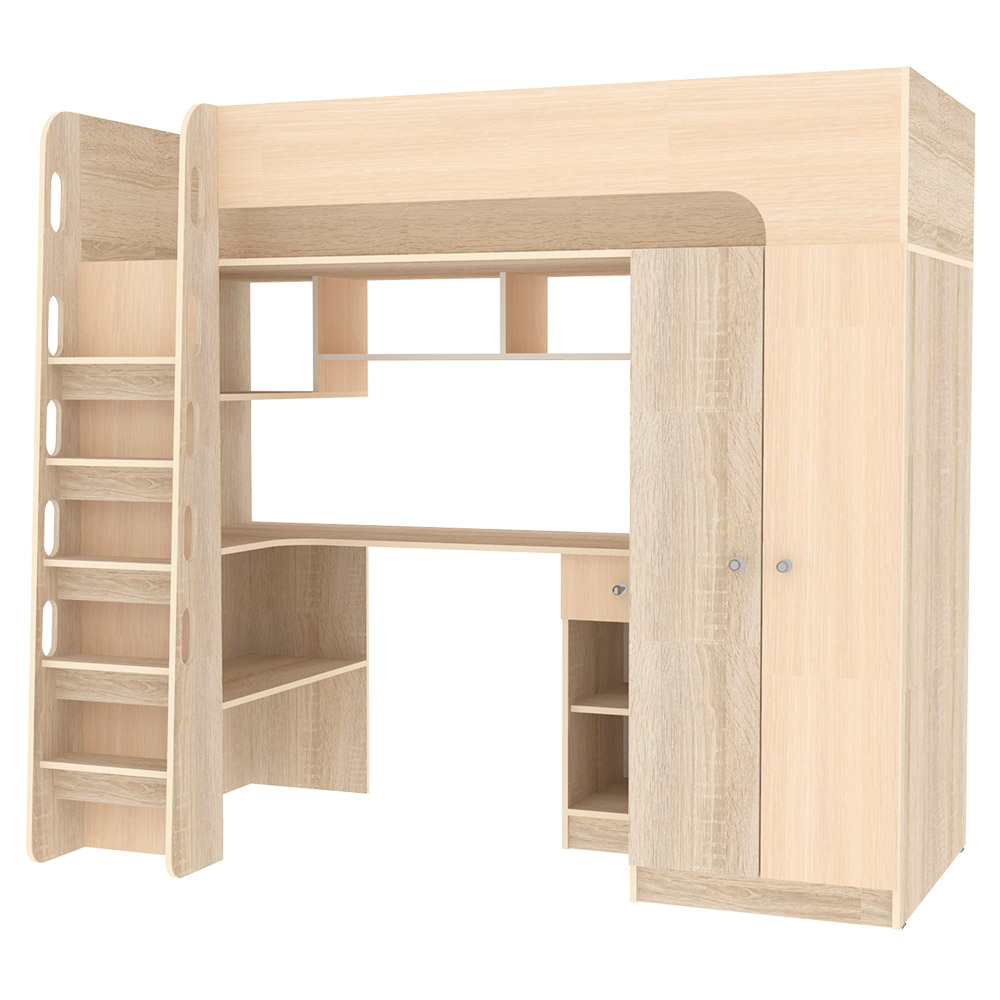 Кровать-чердак КарИВи Астра 10 Дуб Сонома  Дуб Молочный