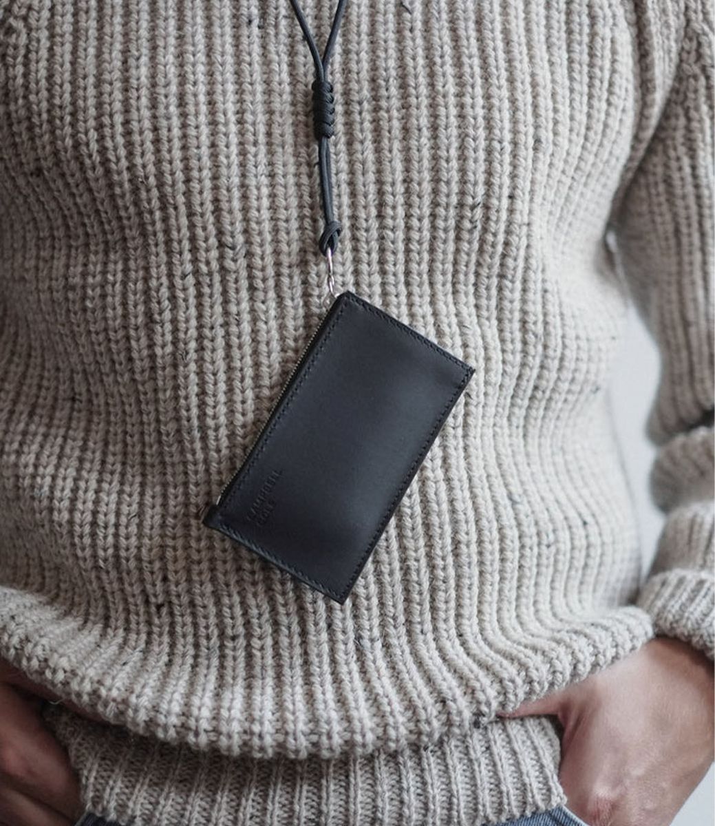 Campbell Cole Simple Coin Pouch Black — кошелёк из кожи
