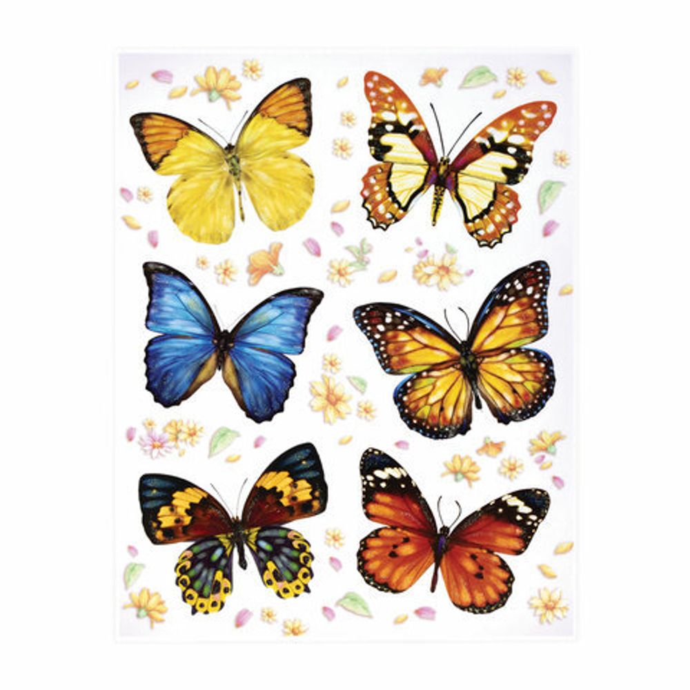 Украшение для окон и стекла ЗОЛОТАЯ СКАЗКА "Бабочки 3", 30х38 см, ПВХ, 591233