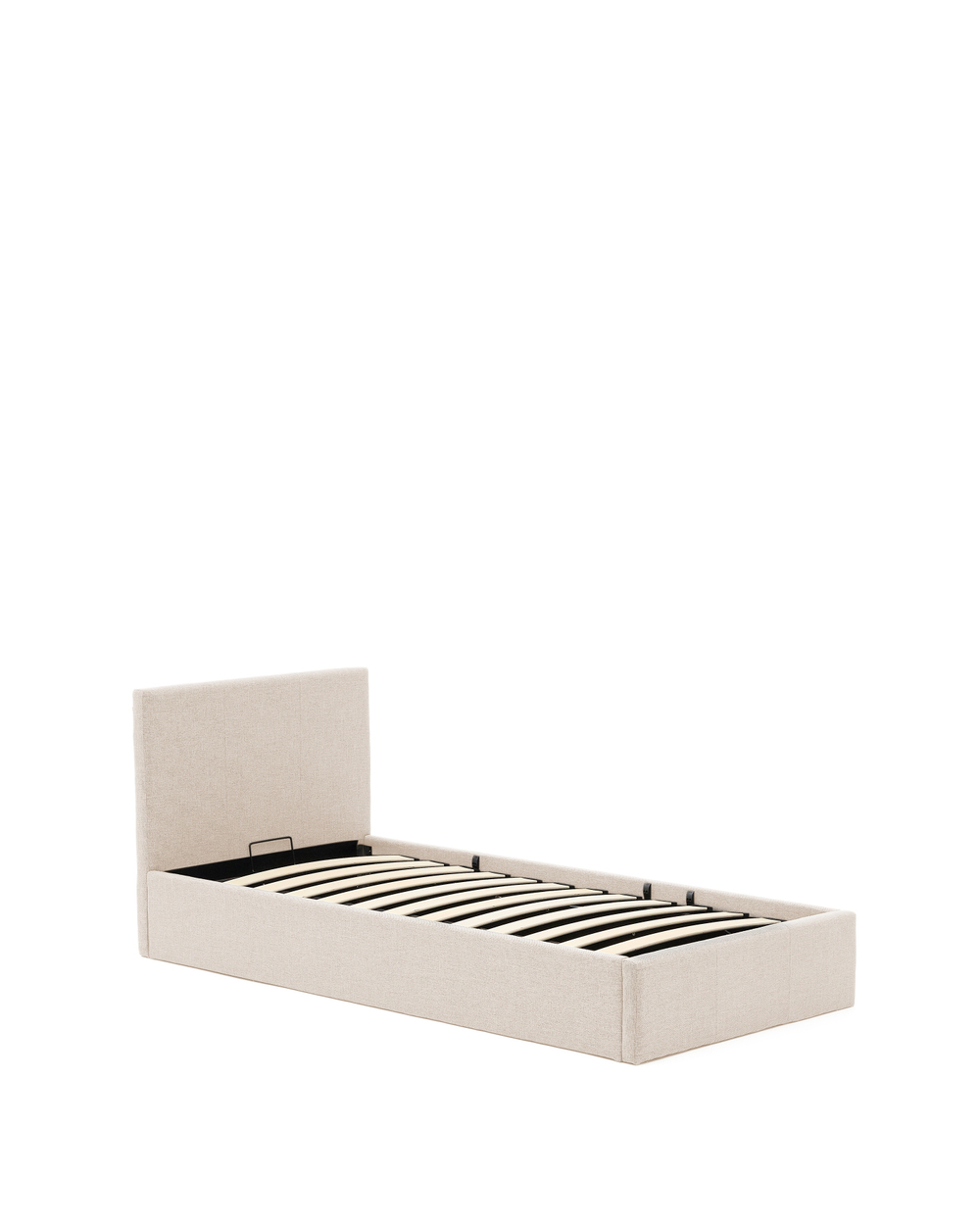 Кровать Nahiri бежевого цвета из шенилла с ящиком для хранения 90 x 200 см