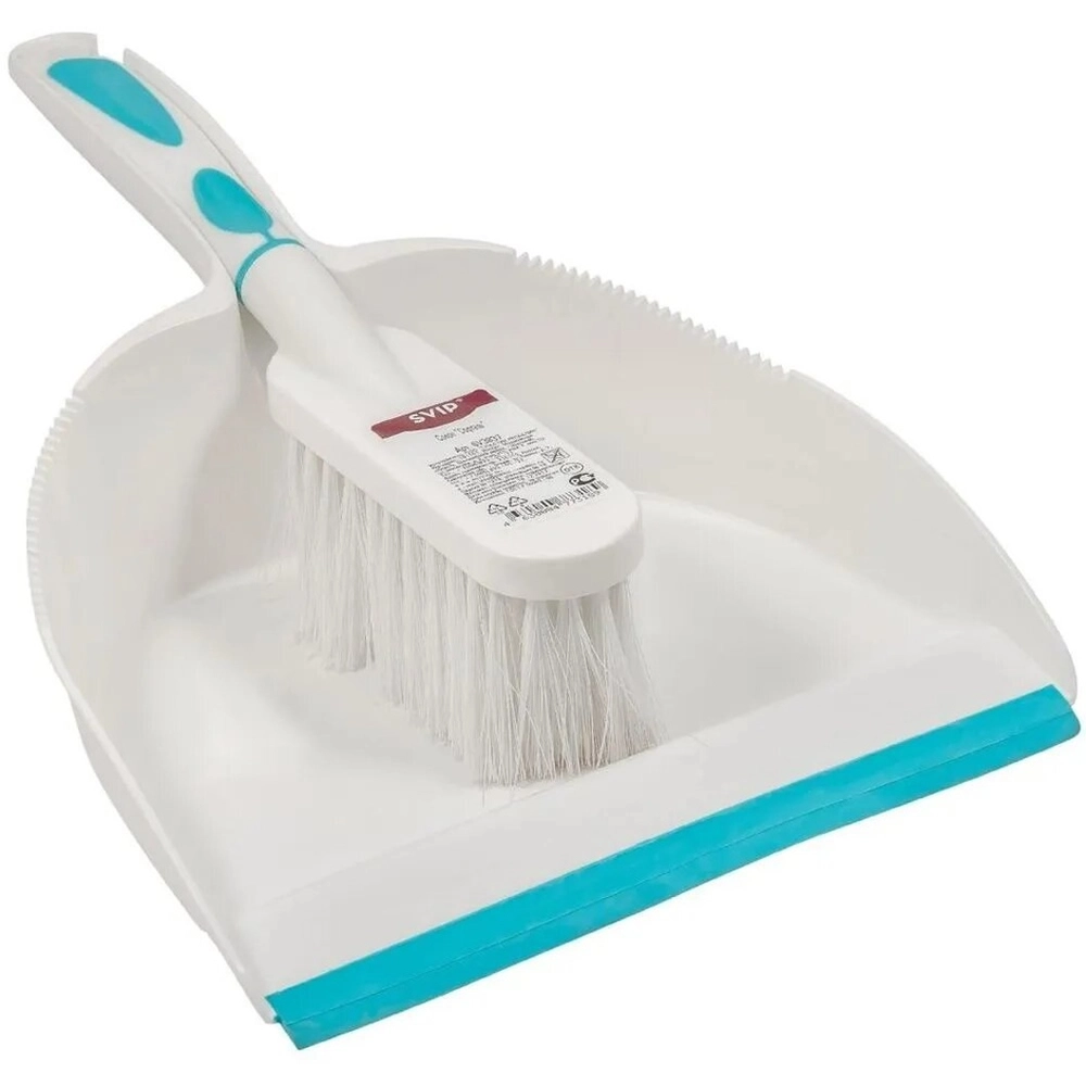 Набор Софтэль щетка-сметка с совком белый/ бирюзовый