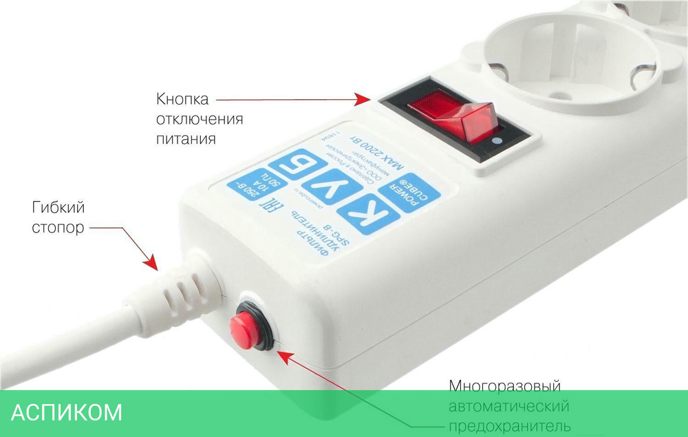 Сетевой фильтр Power Cube SPG-B-10-WHITE белый