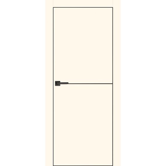 Межкомнатная дверь экошпон Profilo Porte PX-19 магнолия с чёрной алюминиевой кромкой с 4-х сторон