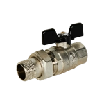 Кран шаровой полнопроходной STOUT - 3/4" (ВР/НР-американка PN40, Tmax 150°C, ручка-бабочка черная)