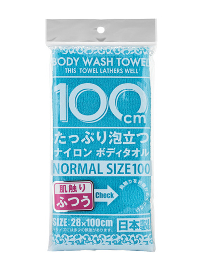Мочалка для тела массажная средней жесткости голубая 28х100 см Yokozuna Shower Long Body Towel