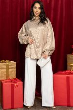 Рубашка атласная Все мысли о тебе (бежевая) Б15352-7М LT Collection