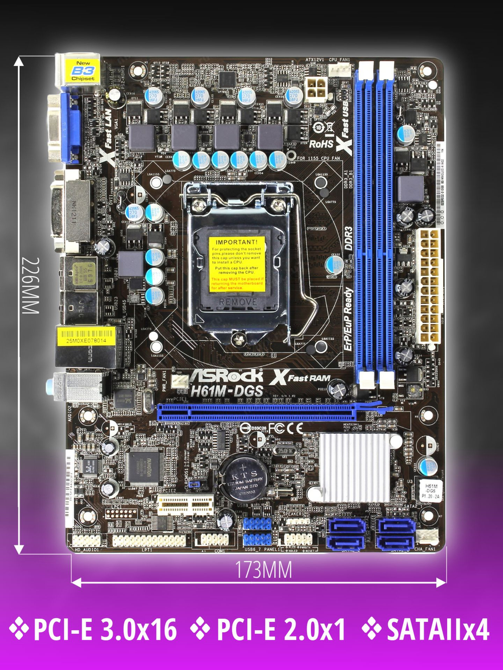 Материнская плата ASRock H61M-DGS