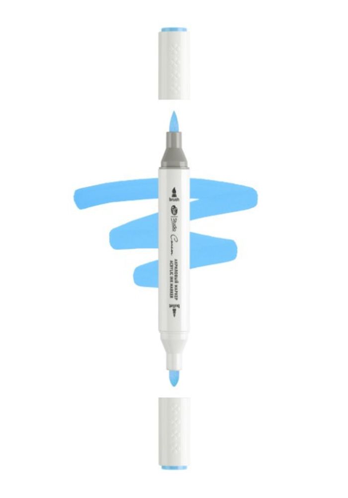 Маркер акриловый 2-х сторонний СОНЕТ кисть/пулевид. церулеум