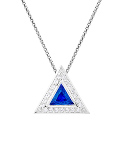 Подвес из серебра со вставками из выращенной синей шпинели и бесцветных фианитов