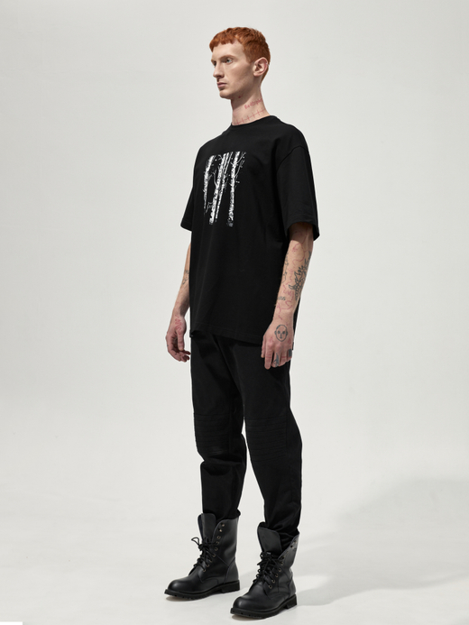 Футболка с принтом "Кот пришел назад". Черная