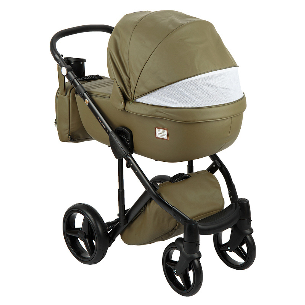Детская коляска Adamex Luciano Deluxe 2 в 1 Q106 (ХАКИ 100% КОЖА)