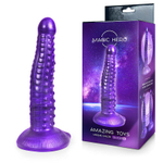 Фиолетовый фантазийный фаллоимитатор с пупырышками - 25 см.