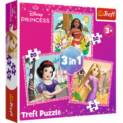 Puzzles - "3in1" - Beautiful flowers / Disney Princess