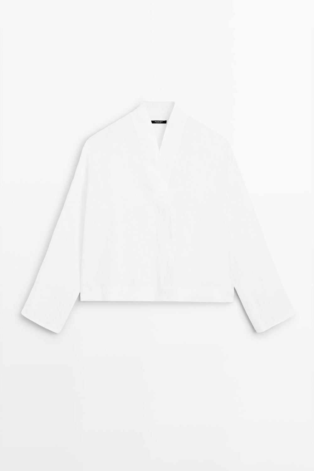 Massimo Dutti Льняная блузка с запахом, белый