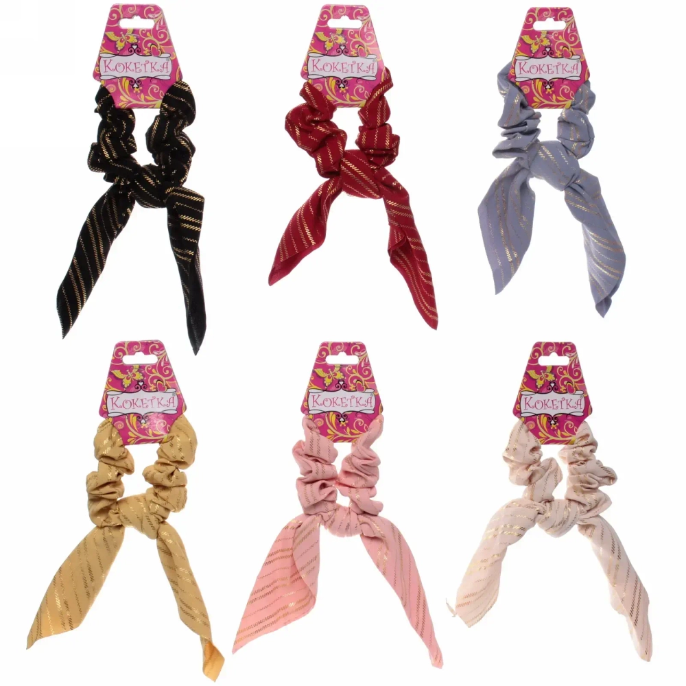 Резинка для волос 1шт «Collection KiKil», золотые полосочки, микс 6 цветов, d-8.5см