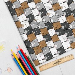 Ткань атлас толпа медвежат