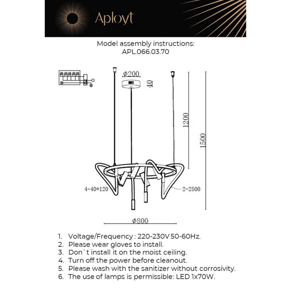 Подвесной светодиодный светильник Aployt Malgorzata APL.066.03.70