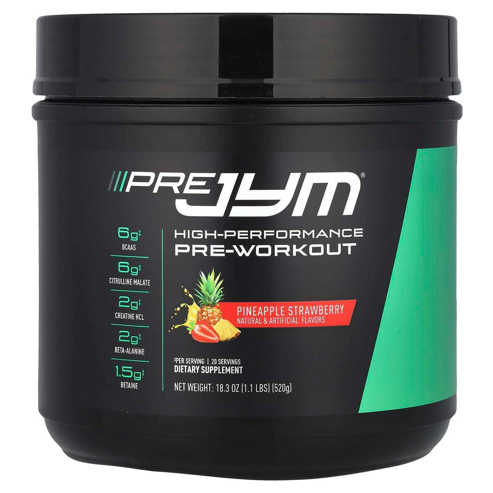 JYM Supplement Science, Pre JYM, перед тренировкой, ананас и клубника, 520 г (1,1 фунта)
