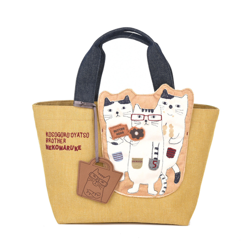 Сумка тоут NEKOMARUKE "BUTTER KEKS", горчичный, 23-6515-2, KUSUGURU