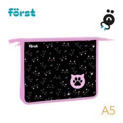 Папка для тетрадей 1 отделение, А5 Först "Kitty", 240*205*40мм, пластик, на молнии