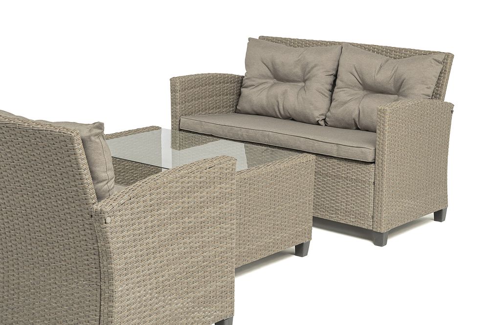 "Филадельфия" лаунж-зона из искусственного ротанга, цвет соломенный, цвет подушек бежевый