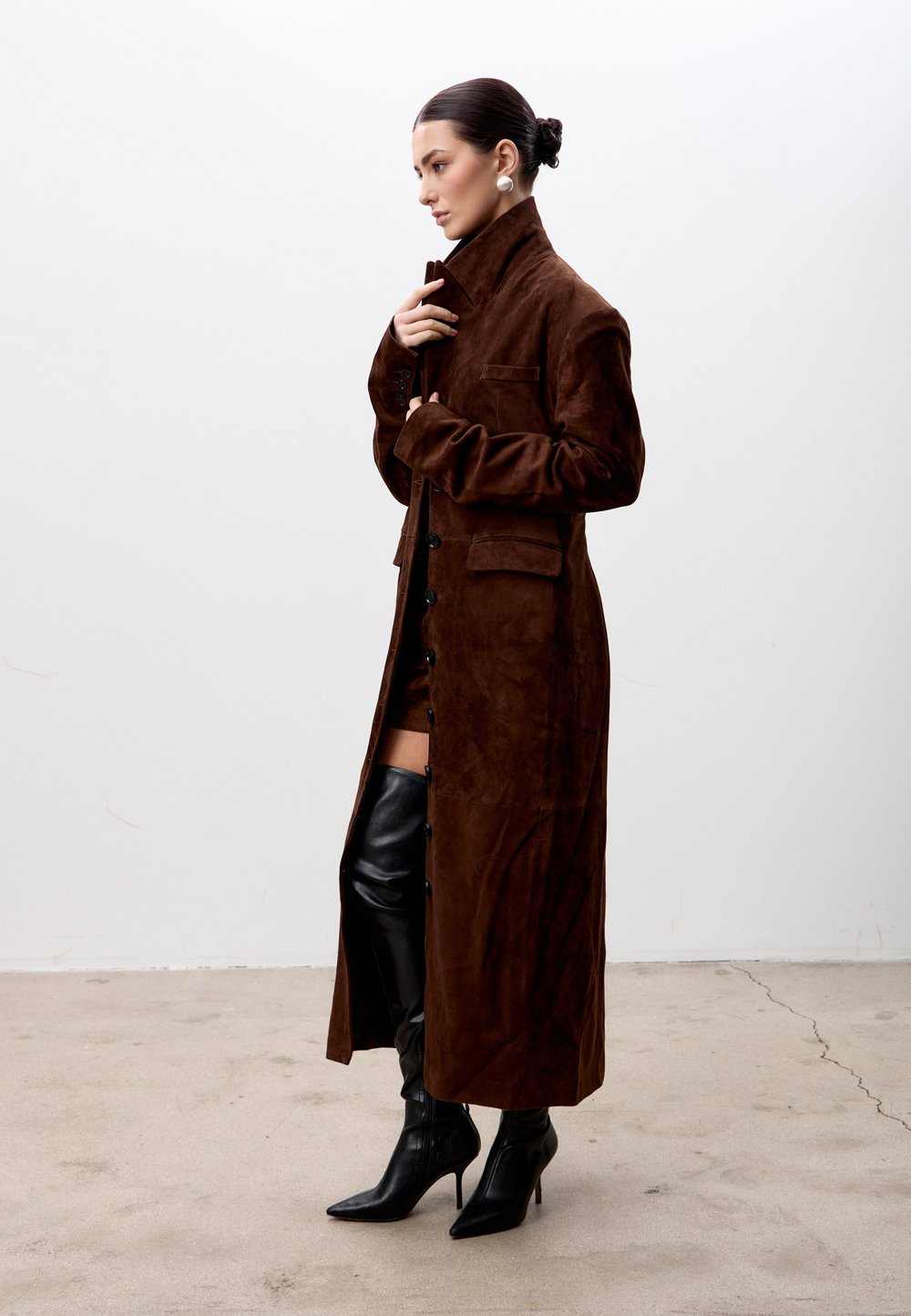 Тренч из натуральной замши