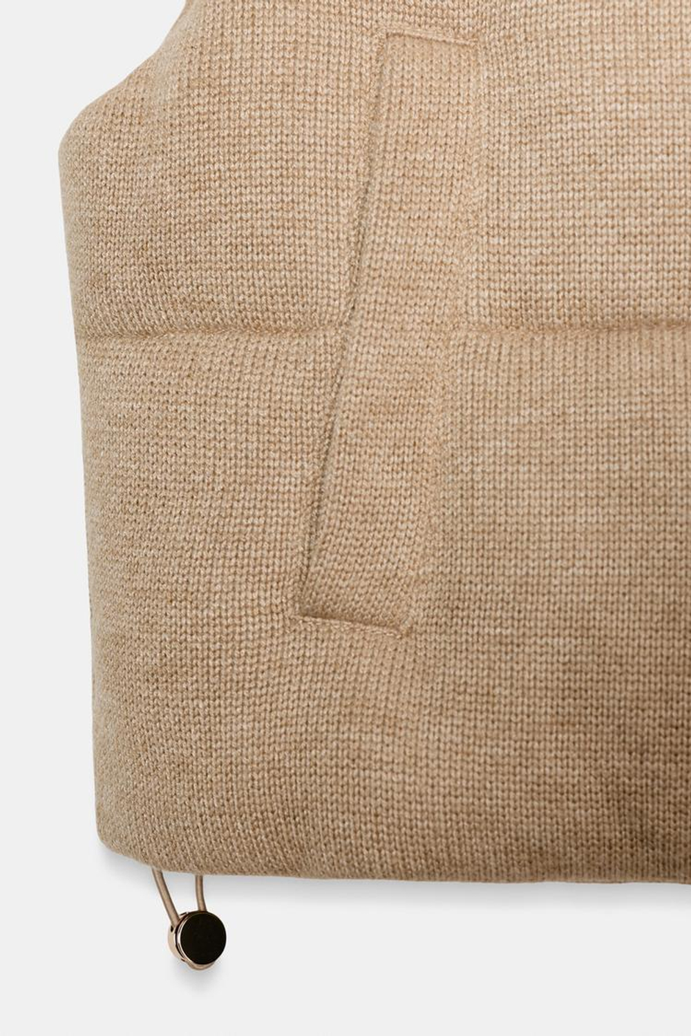 ZARA КОРОТКИЙ СТЕГАНЫЙ ТРИКОТАЖНЫЙ ЖИЛЕТ, РЫЖЕВАТО-КОРИЧНЕВЫЙ